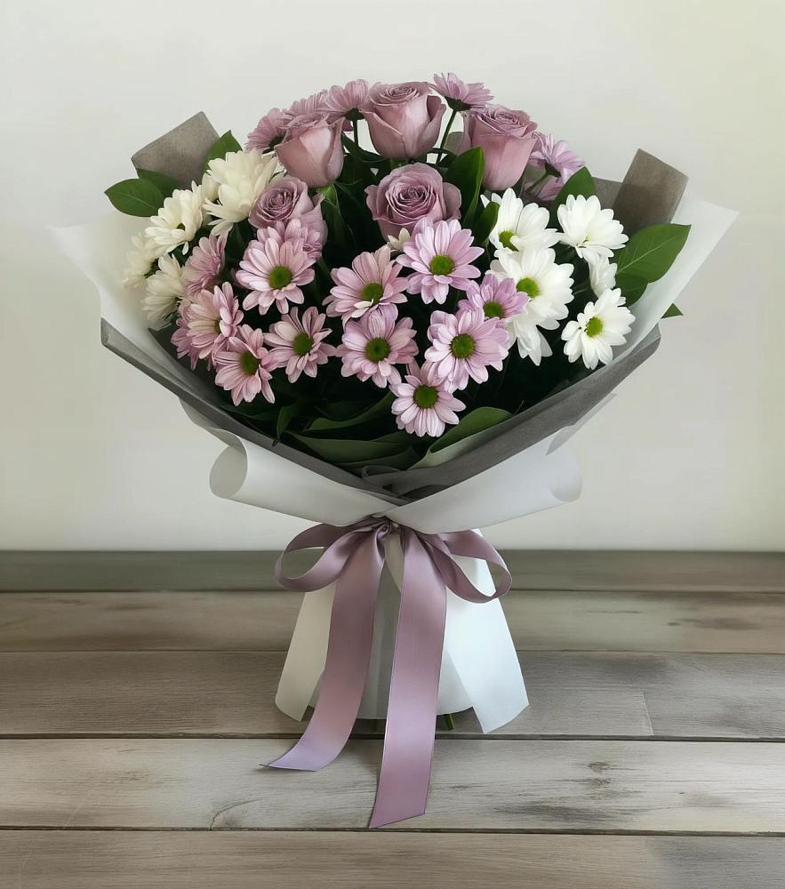 Букет цветов из: Хризантемы и Розы в Солдато-Александровском