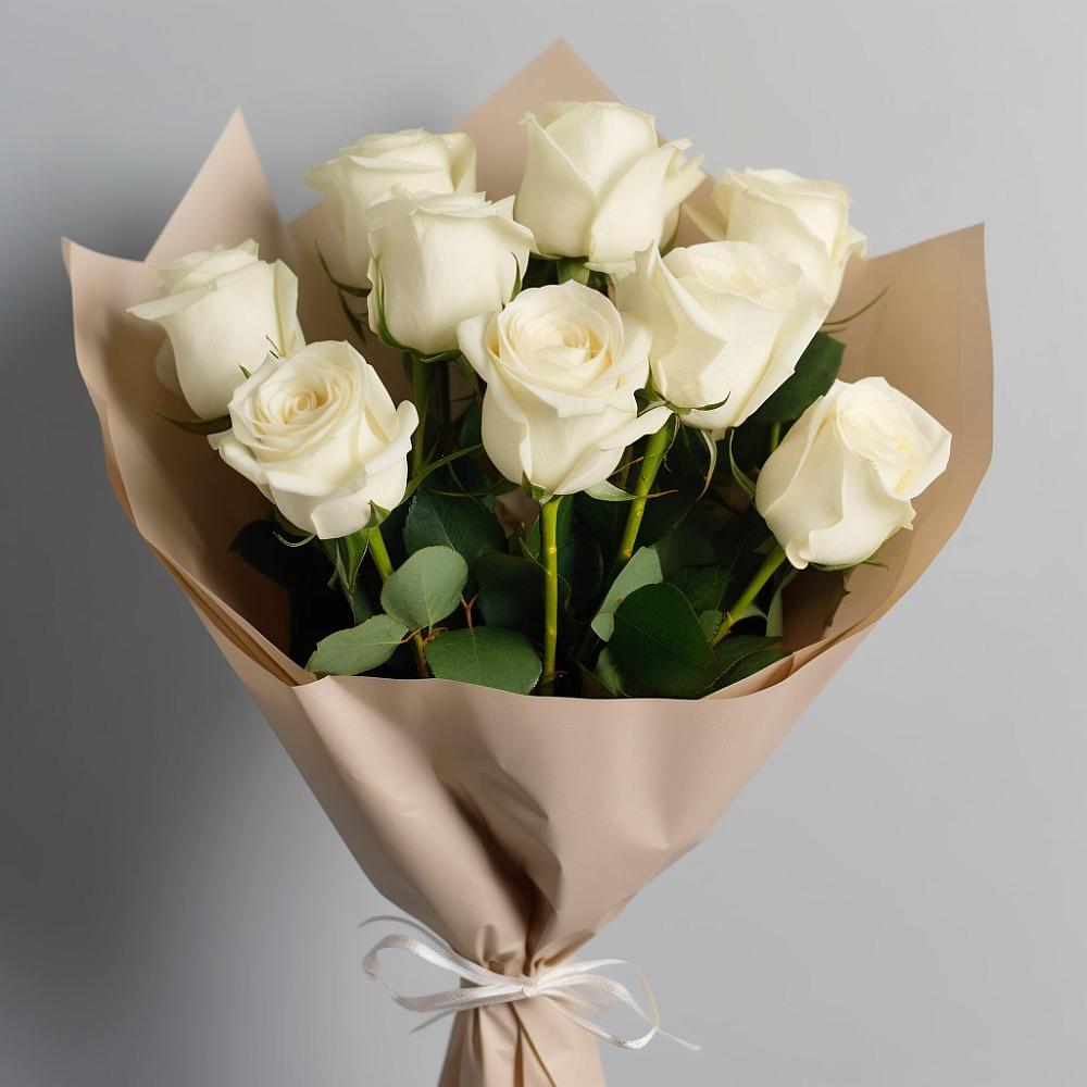 Букет 9 Белых роз Эдлесс Лав в Солдато-Александровском