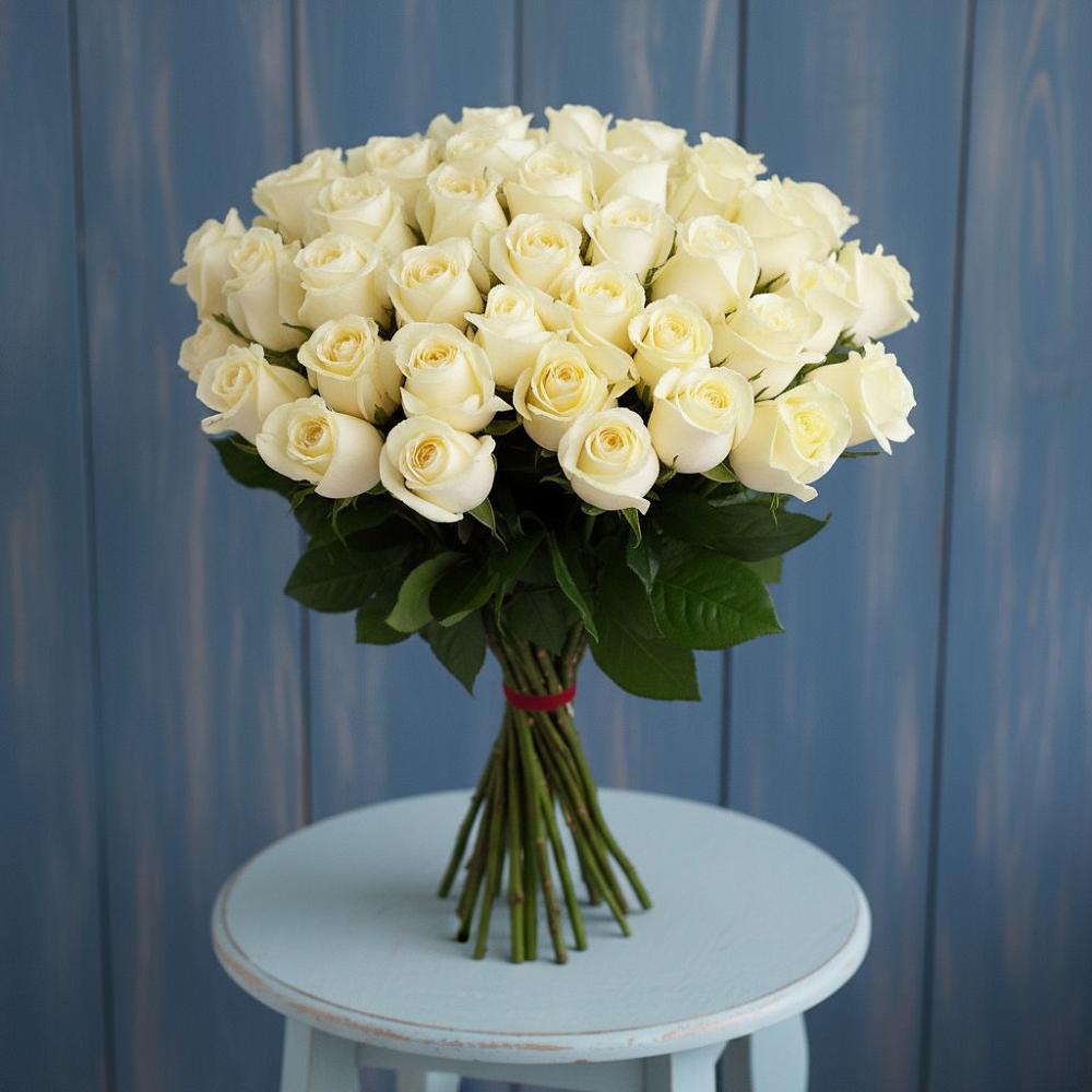 Букет 51 Белая роза Эдлесс Лав в Солдато-Александровском