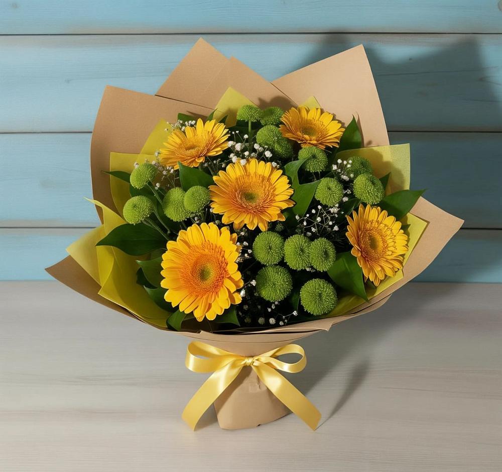 Букет цветов из: Герберы и Хризантемы в Солдато-Александровском