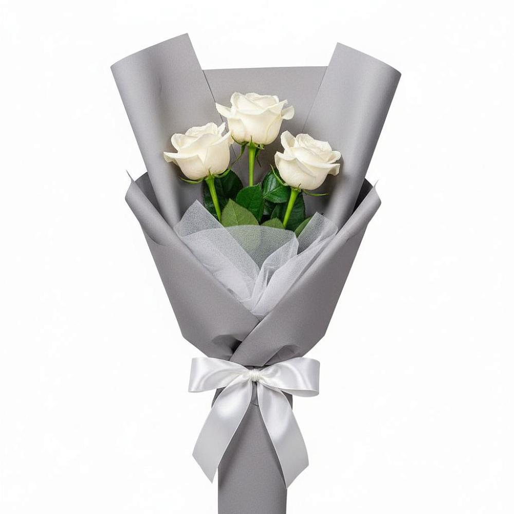 Букет 3 белые розы в Солдато-Александровском