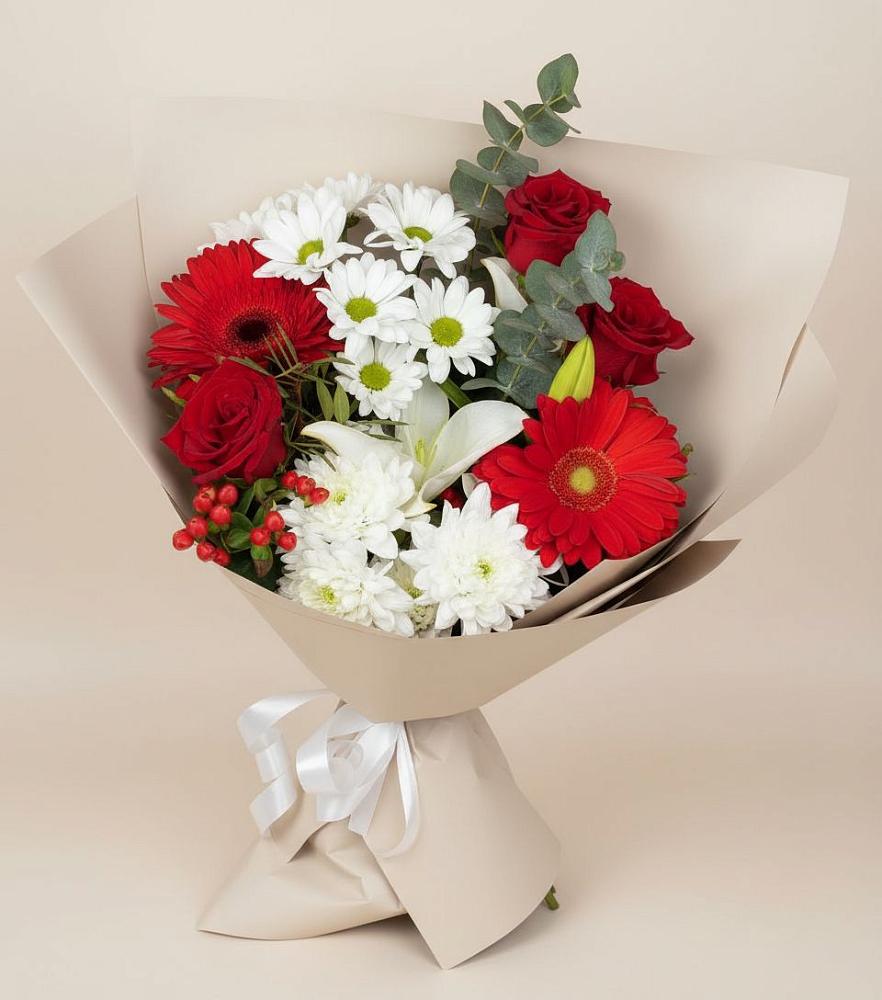 Букет цветов из: Розы, Хризантемы, Герберы и Лилии в Солдато-Александровском