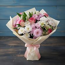 Букет цветов из:  Хризантемы, Альстромерии и Розы #REPLACE_PRED# Солдато-Александровском