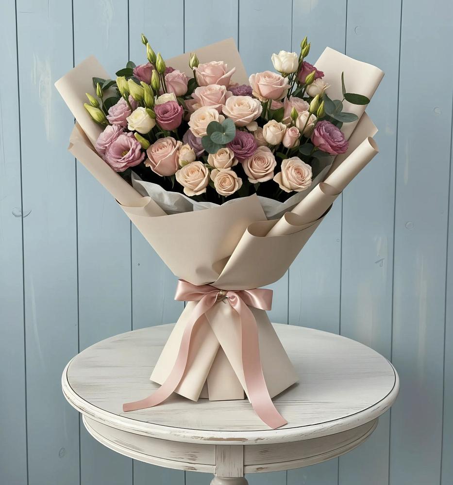 Букет цветов из: Розы и Лизиантусы в Солдато-Александровском