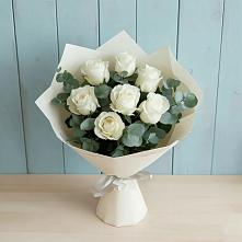 Букет Белые розы в Эвкалипте в Солдато-Александровском
