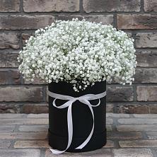 Цветочная композиция из Гипсофила в шляпной коробке в Солдато-Александровском