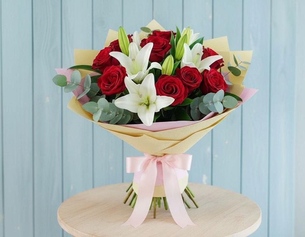 Букет цветов из: Лилии и Розы в Солдато-Александровском